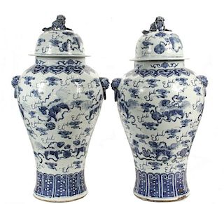 PAIR OF CHINESE TEMPLE URNS