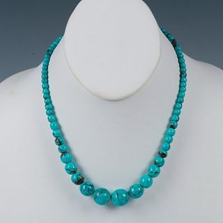 Turquoise Bead and Sterling Silver Necklace