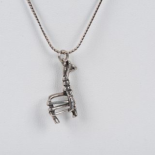 Silver Native American Stick Figure Horse Necklace