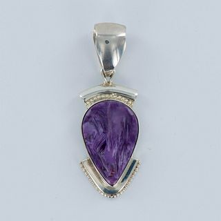 Navajo Gary G. Sanchez Charoite and Sterling Silver Pendant