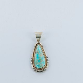 Richard Curley Sterling Silver and Turquoise Pendant