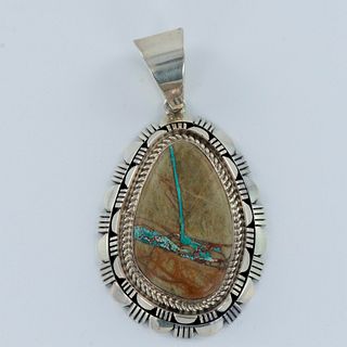 Richard Curley Navajo Turquoise and Sterling Silver Pendant