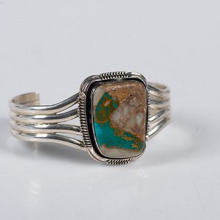 L. Yazzie Sterling Silver and Turquoise Cuff Bracelet