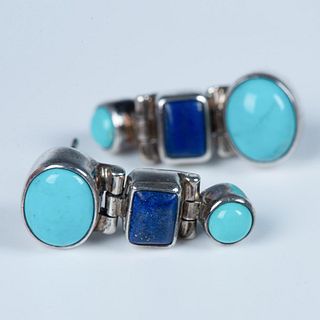 Asch Grossbardt Sterling Silver Turquoise and Lapis Lazuli Earrings