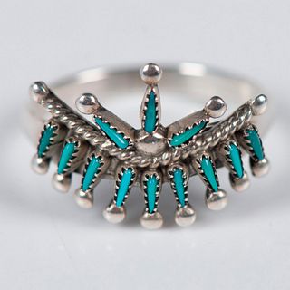 Zuni Native American Sterling Silver & Turquoise Ring