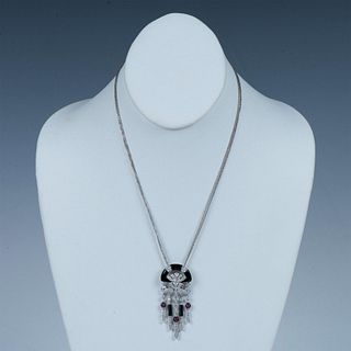 18k White Gold, Onyx and Diamond Necklace
