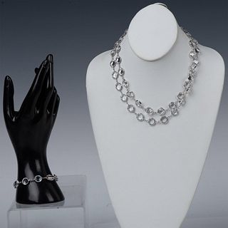 2pc Swarovski Crystal Bezel Necklace and Bracelet Set