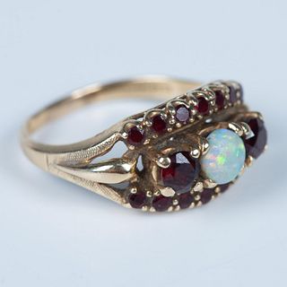Garnet and Opal 14K Gold Ring