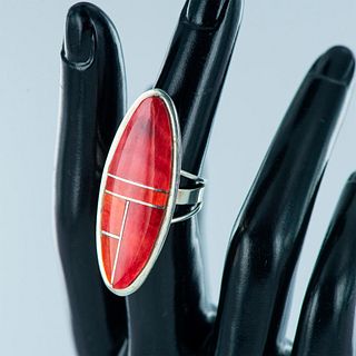 H. Smith Sterling Silver and Coral Ring