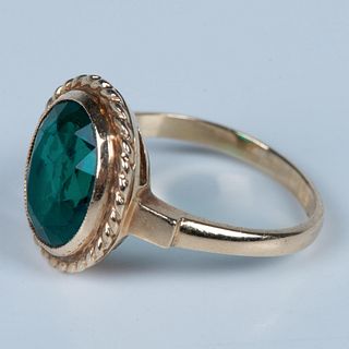 Gold Ring with Large Green Stone