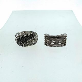 Set of Two Stunning Silver Tone Cubic Zirconia Rings