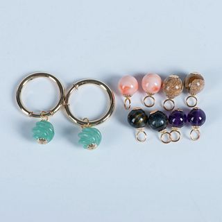 12pc Gold Hoop Earrings and Gemstone Charms