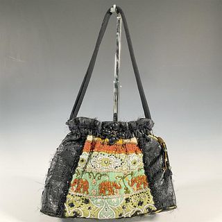 Mary Frances Shoulder Bag, Black Elephant Motif