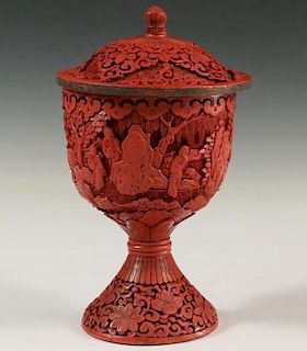 CHINESE CINNABAR COVERED CHALICE