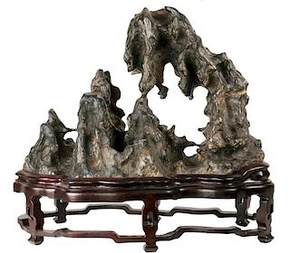 CHINESE SCHOLAR STONE ON STAND