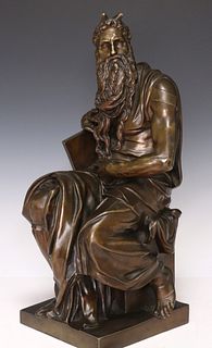 GRAND TOUR STYLE BRONZE SCULPTURE MOSES AFTER MICHELANGELO 