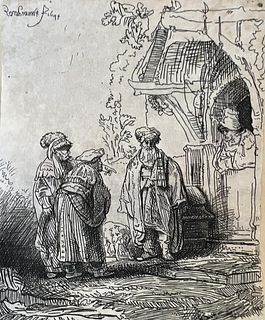 Rembrandt van Rijn - Three Oriental Figures (Jacob and Laban)