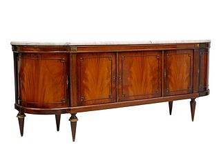 FRENCH LOUIS XVI STYLE MARBLE-TOP MAHOGANY SIDEBOARD