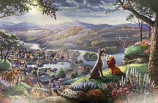 Thomas Kinkade - Lady and the Tramp Falling in Love