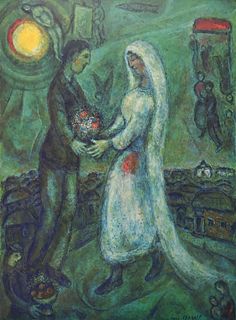Marc Chagall - Fiances sur Fond Vert (After)