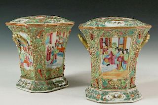 PAIR OF CHINESE PORCELAIN BOUGH POTS