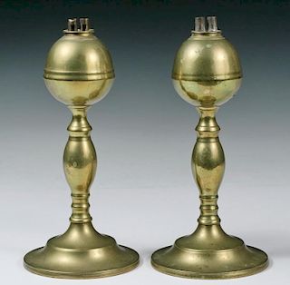 PAIR OF WHALE OIL LAMPS