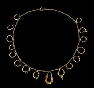 NECKLACE MADE FROM ROMAN GOLD EARRINGS