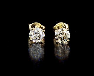 14k Yellow gold 1.61ctw Diamond Earrings