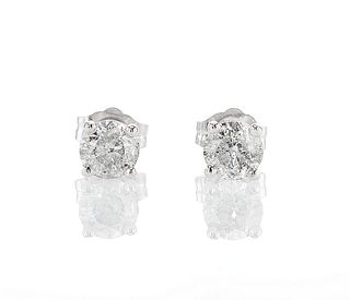 14kt White Gold 1.01ctw Diamond Earrings