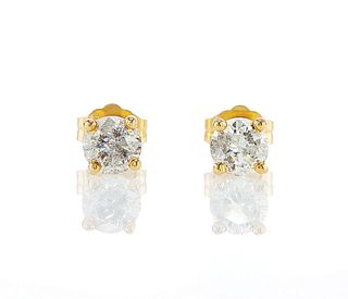 14kt Yellow Gold 1ctw Diamond Earrings
