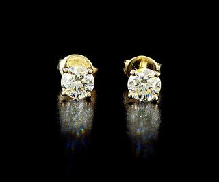 14k yellow gold 1.18ctw Diamond Earrings