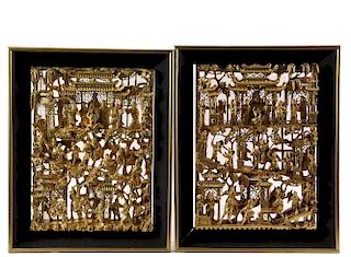 PAIR OF CHINESE ARCHITECTURAL PANELS