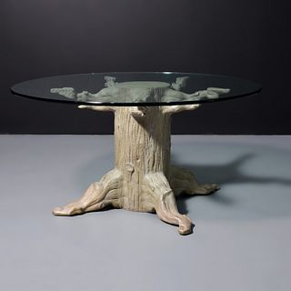 David Barrett Dining Table, Faux Tree Trunk
