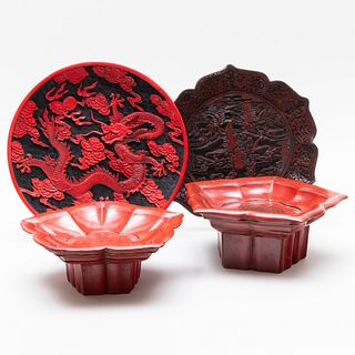Group of Four Chinese Lacquered Dishes