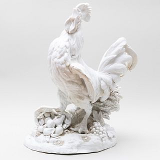 Continental White Porcelain Figure of a Cockerel