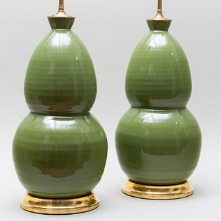 Pair of Christopher Spitzmiller Glazed Porcelain Lamps