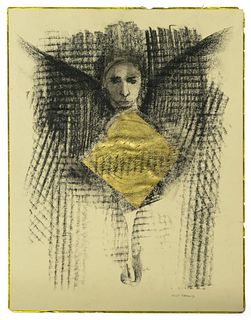 KELLY FEARING (TX, 1918-2011) LITHOGRAPHIC CRAYON DRAWING, 'ANGEL NO. 2'