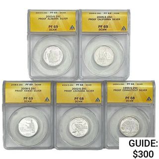 1999-2008 US State Commem Quarters [5 Coins] ANACS