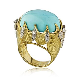 
1970's 18K Yellow Gold Turquoise Ring