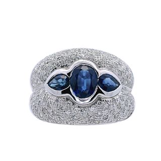2.75 Ctw in Diamonds and Sapphires 18kt Gold Ring