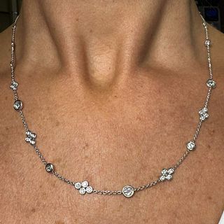 18K White Gold 3.60 Ct. Diamond by the Yard Necklace