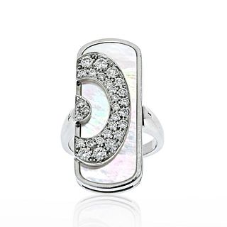 
Bvlgari 18K White Gold Mother Of Pearl Illusion Diamond Cocktail Ring