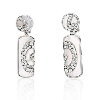 Bvlgari 18K White Gold Illusion Mother Of Pearl And Diamond Dangling Earrings