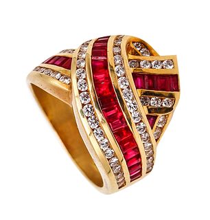 Charles Krypell Modern Ring In 18Kt Gold With 4.11 Ctw In Diamonds And Rubies