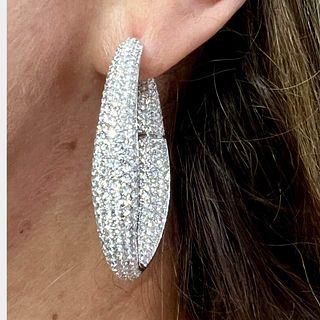 18K White Gold 18.25 Ct. Diamond Hoop Earrings
