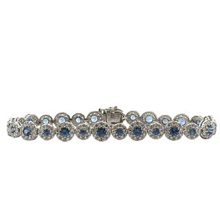 7.50 Ctw in Sapphires & Diamonds 18kt Gold Bracelet