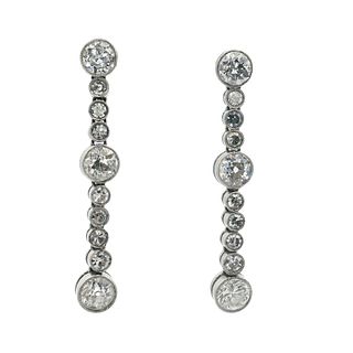 Platinum Drop Earrings with 2.10 Cts in Diamonds