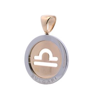 Bvlgari Zodiac Libra Pendant in 18kt Gold and Stainless Steel