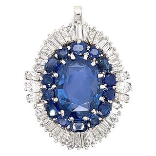 Gubelin Certified BURMA NO HEAT Sapphire & Diamond Pendant