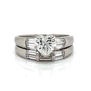 Platinum 1.10 Ct. GIA Certified Diamond Ring & Anniversary Ring Set